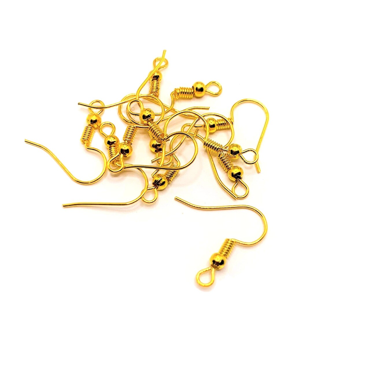 100 or 500 Pieces: Gold Plated Fish Hook Earring Wires with Spring and Ball